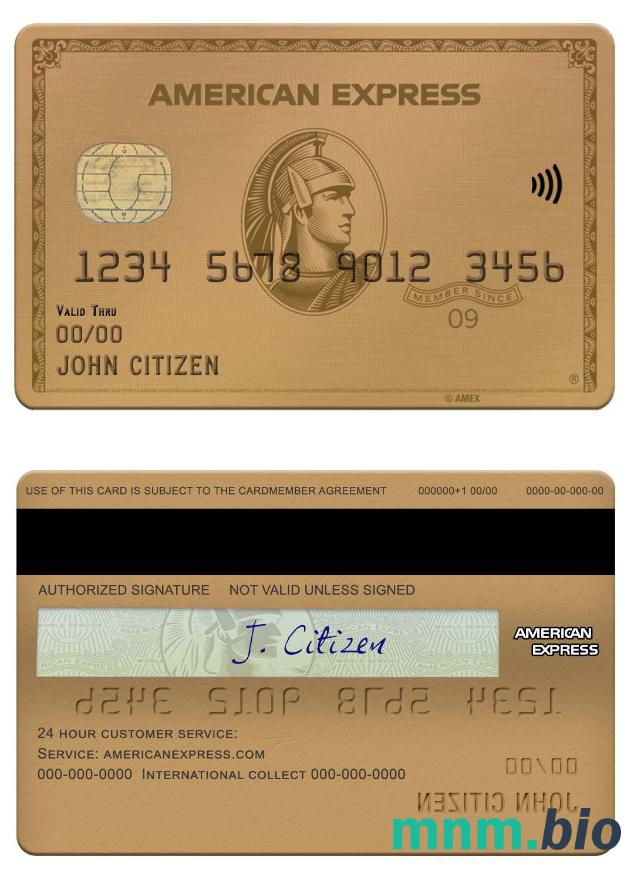 USA Maryland Howard Personal bank american express złoto karta przykład w formacie PSD